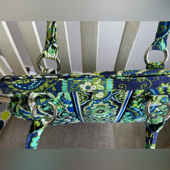 Vera Bradley Rhythm & Blues Structured Shoulder Bag Blue Greens Floral Pattern - Picture 8 of 9